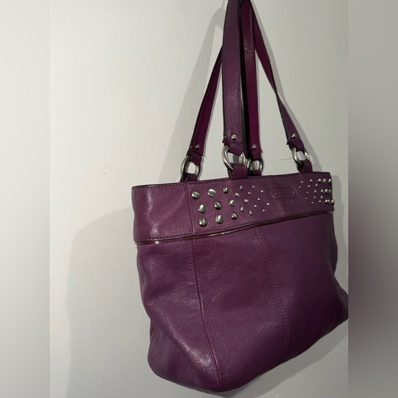Coach Plum Studded Shoulder Bag - Picture 7 of 7